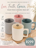 Love, Faith, Grace, Peace Four-Piece Ceramic Mug Set